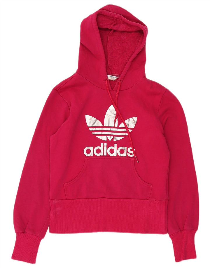 Γυναικεία ADIDAS Crop Graphic Hoodie Jumper IT 36 XS Pink Cotton