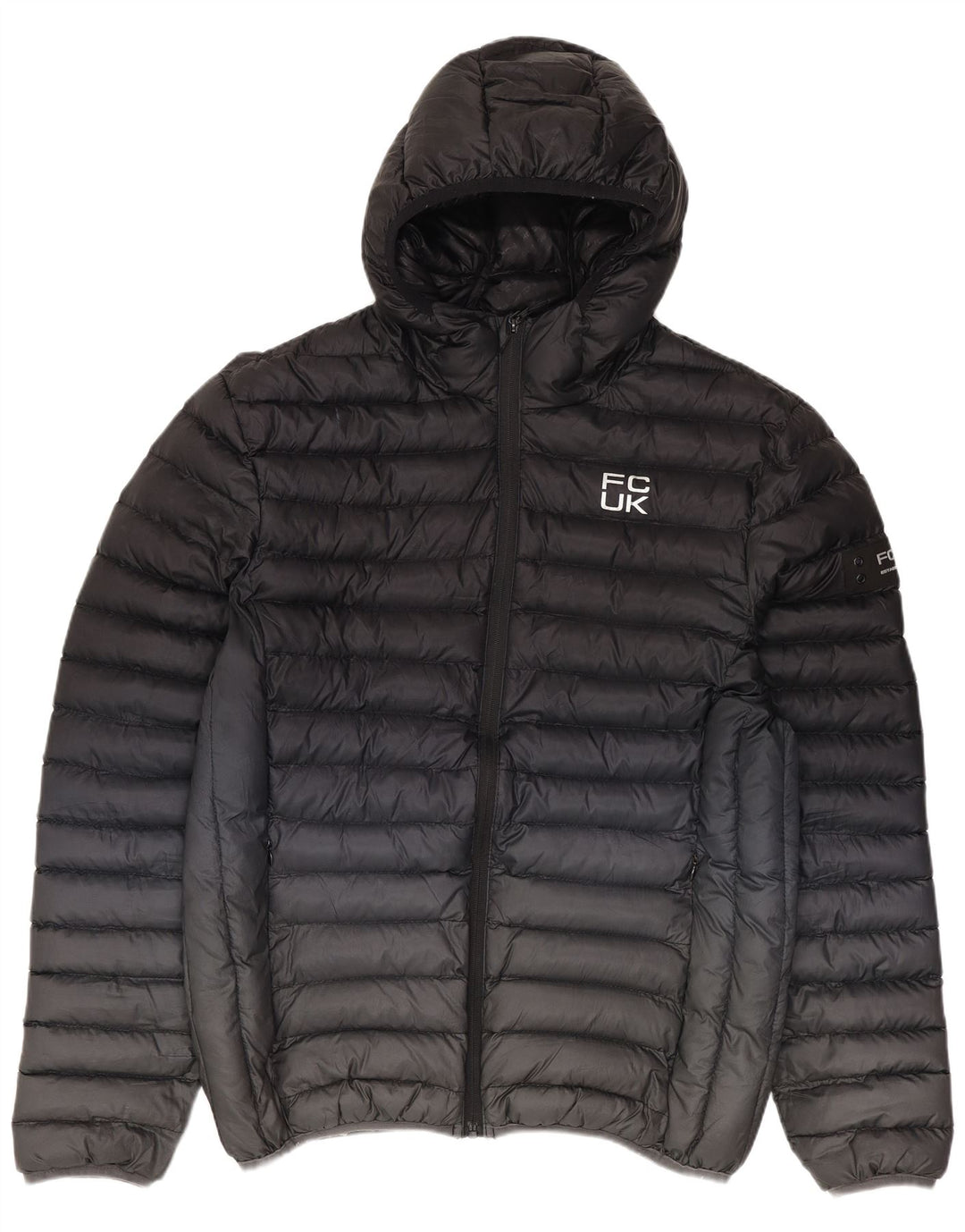 Ανδρικό μπουφάν με κουκούλα Fcuk UK 38 μεσαίο μαύρο πολυεστέρας