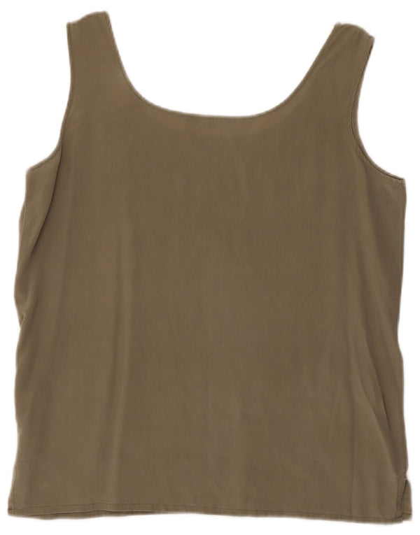 Vintage Womens Cami Top UK 14 Medium Khaki Silk