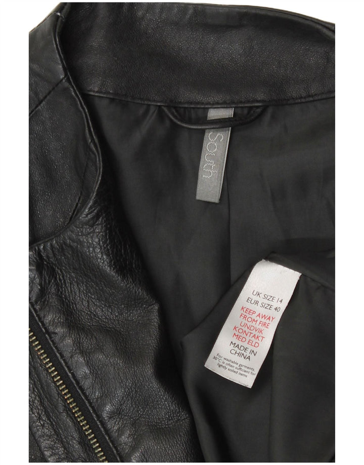 South Womens Leather Jacket UK 14 Medium Black Leather