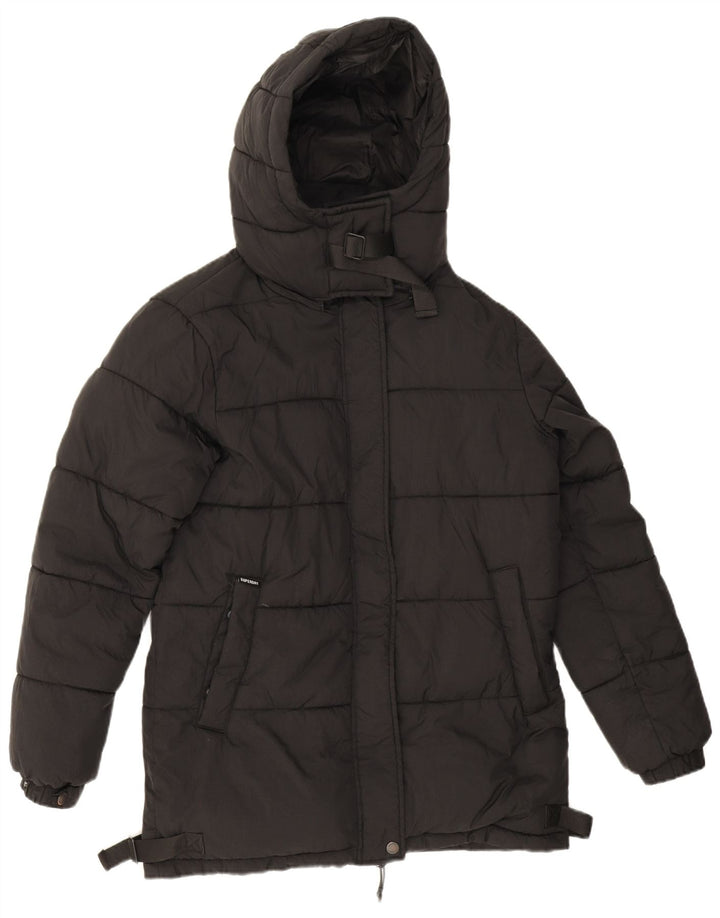 Superdry γυναικείο μπουφάν με κουκούλα μεγάλου μεγέθους με επένδυση UK 8 μικρό μαύρο νάιλον