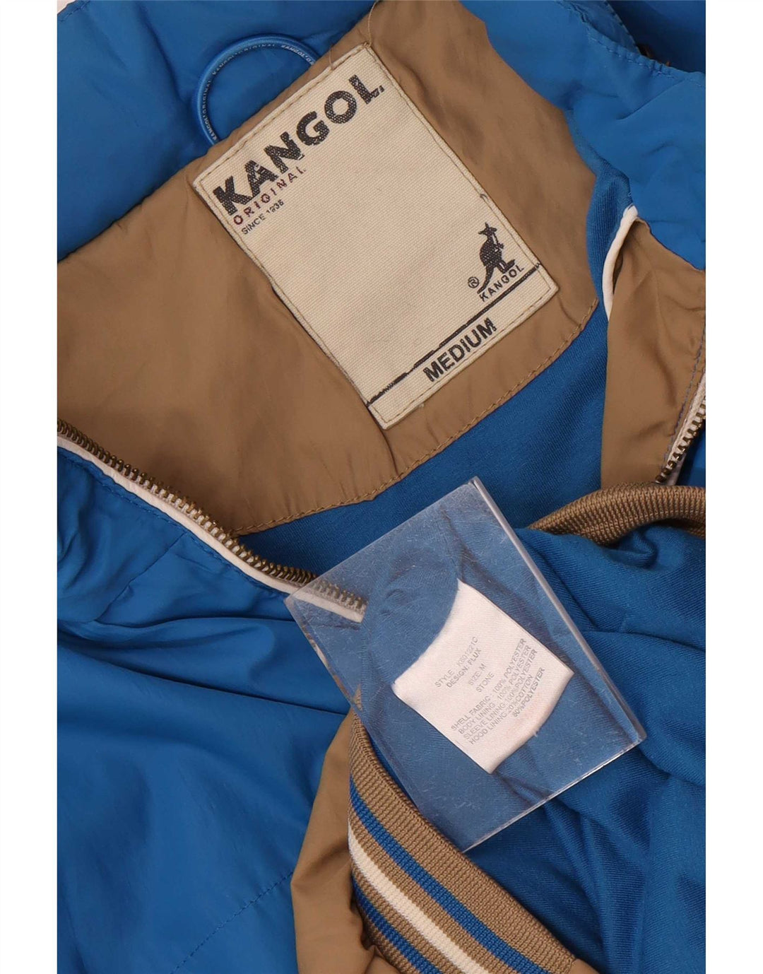 Kangol Ανδρικό μπουφάν με κουκούλα UK 38 Medium Brown Colourblock Polyester