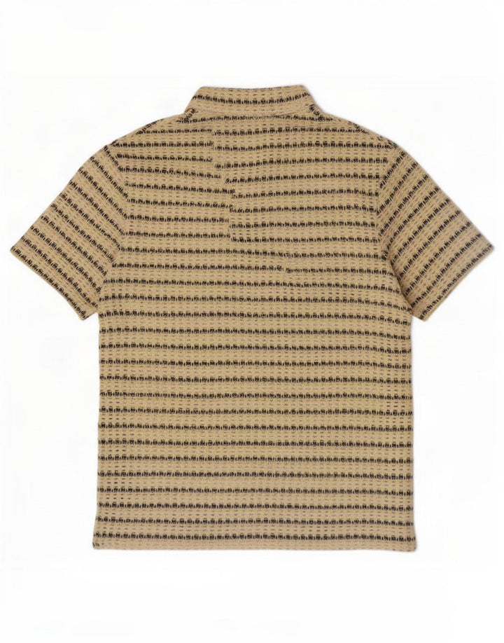 Zara Ανδρικό πουκάμισο See Through Polo Βαμβακερό μεσαίο κίτρινο ριγέ