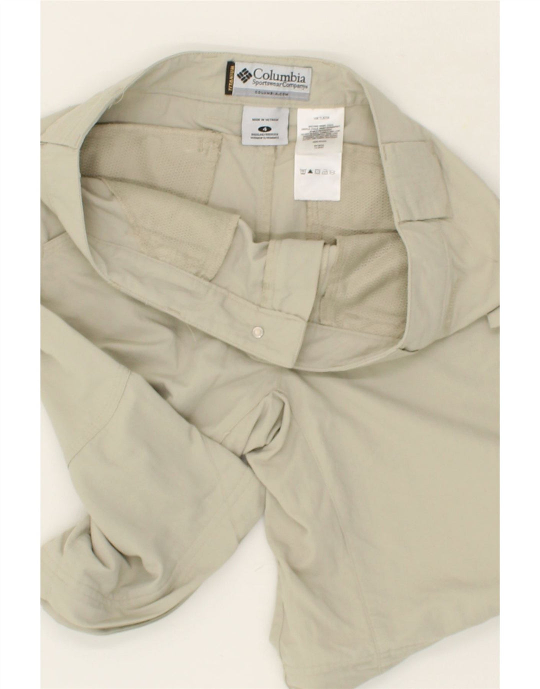 COLUMBIA Womens Chino Shorts US 4 Small W30 Beige Nylon Vintage Columbia and Second-Hand Columbia from Messina Hembry 