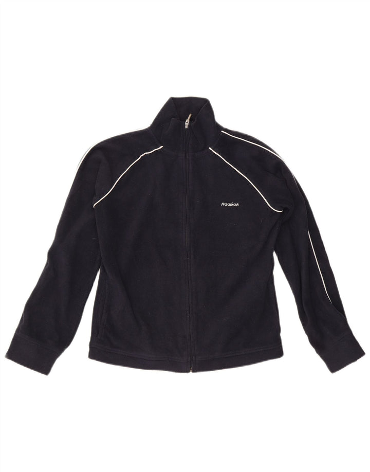 REEBOK Womens Fleece Jacket UK 12 Medium  Navy Blue Polyester