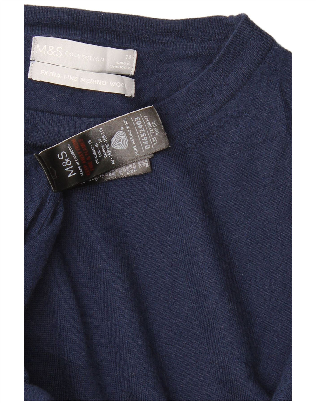 MARKS & SPENCER Γυναικείο πουλόβερ με λαιμό σκάφος UK 18 XL Navy Blue