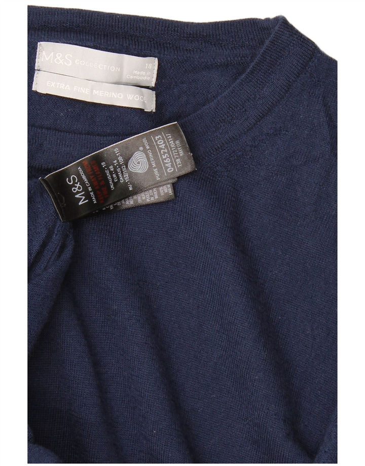 MARKS & SPENCER Γυναικείο πουλόβερ με λαιμό σκάφος UK 18 XL Navy Blue