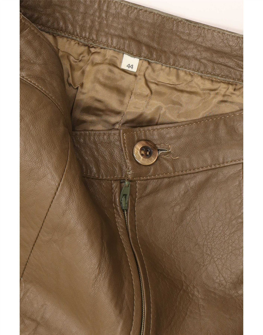 Vintage Γυναικεία Δερμάτινη Φούστα IT 44 Medium W28 Khaki