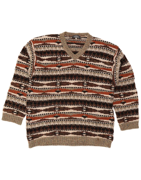 Alcatraz Ανδρικό πουλόβερ με λαιμόκοψη με V λαιμόκοψη XL Πολύχρωμο γεωμετρικό μαλλί