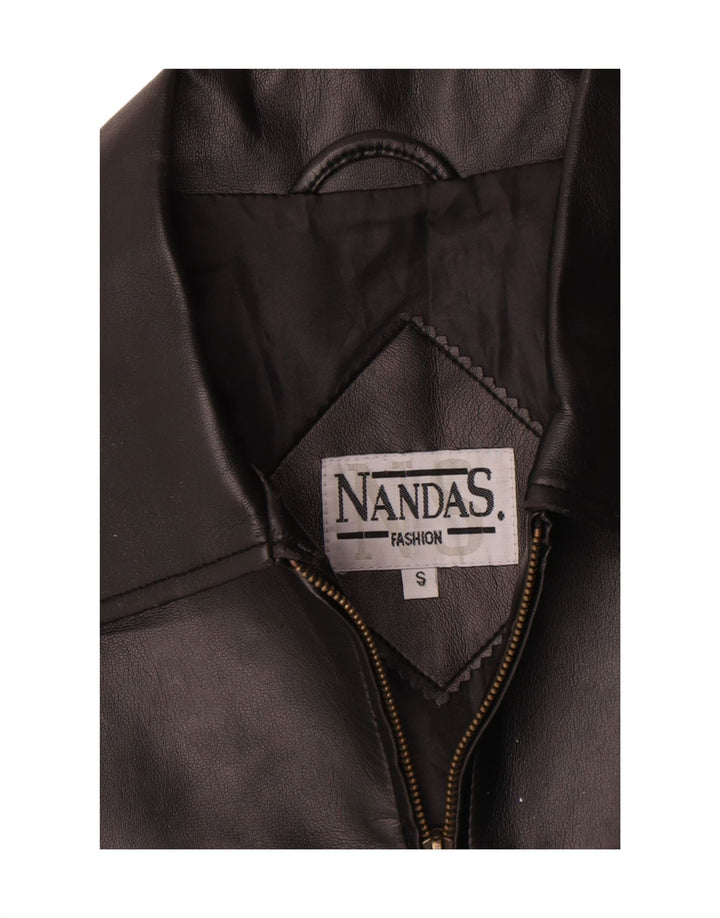 Vintage Γυναικείο Δερμάτινο Gilet UK 10 Small Black