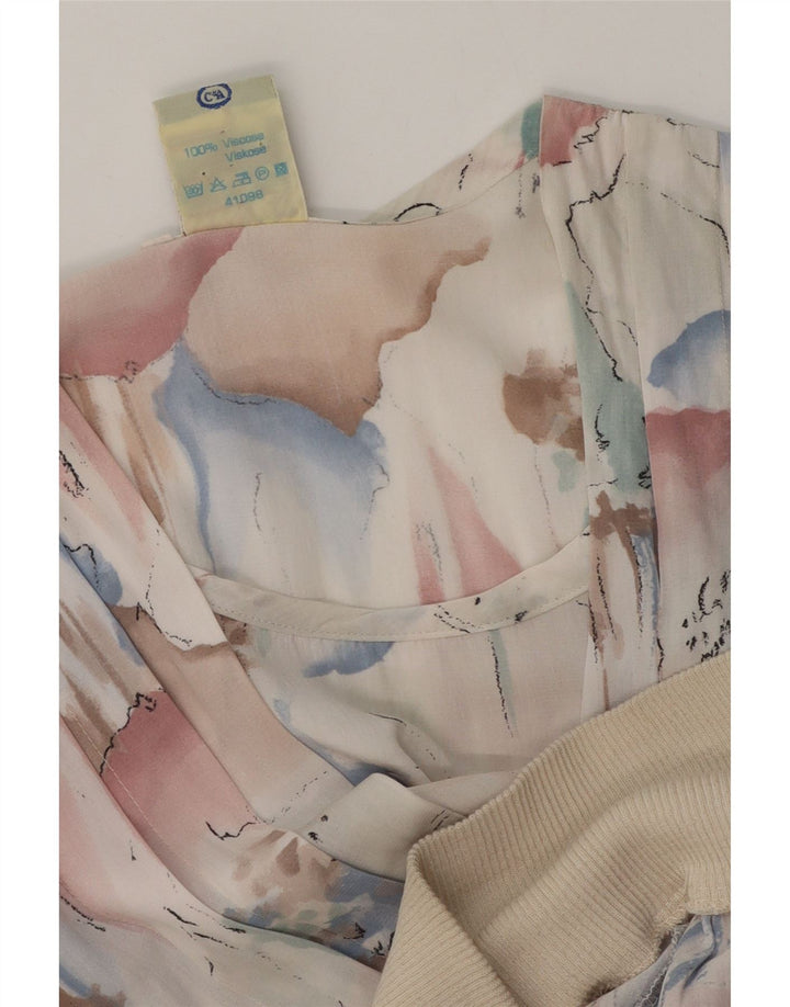 Γυναικεία μακρυμάνικη μπλούζα C & A Abstract Pattern Top UK 14 Medium White