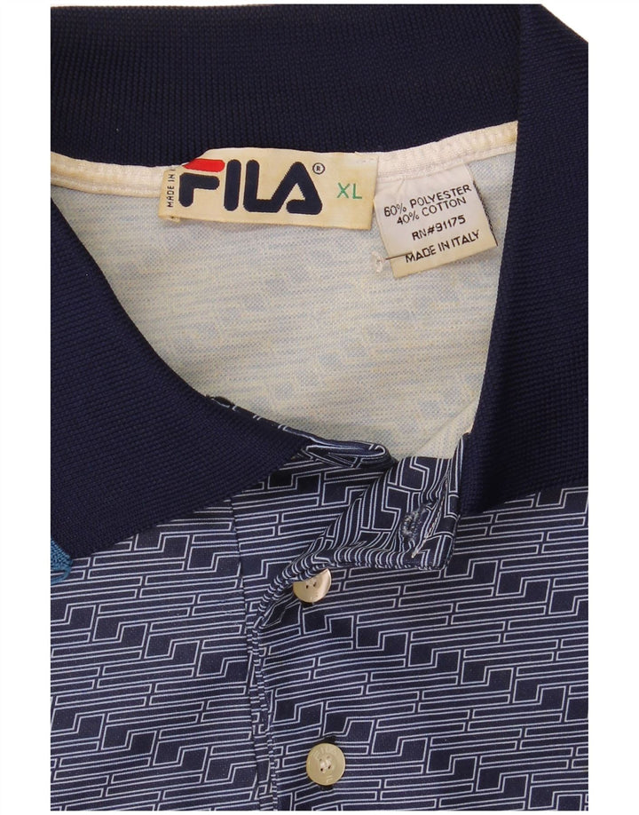 Fila Ανδρικό πουκάμισο Polo XL Navy Blue ριγέ πολυεστέρα
