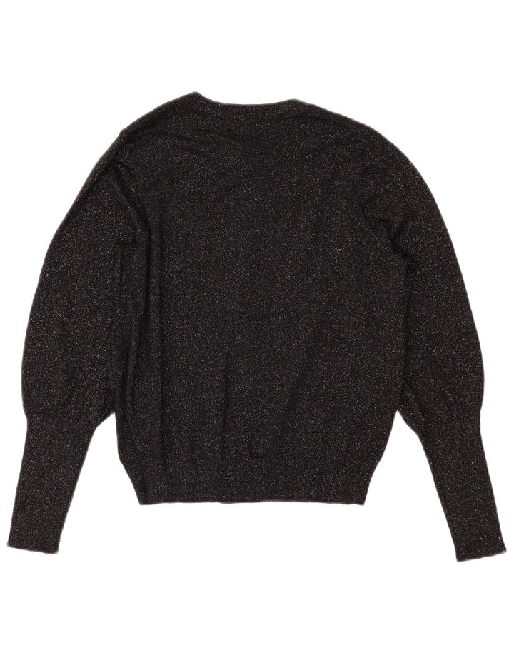 MARKS & SPENCER Γυναικείο πουλόβερ Crop Cardigan UK 14 Medium Black Flecked