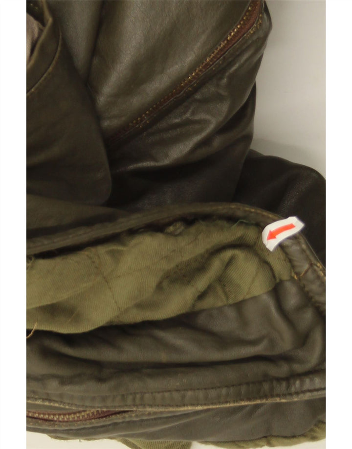 Vintage Ανδρικό Δερμάτινο Μπουφάν IT 50 Large Khaki Leather