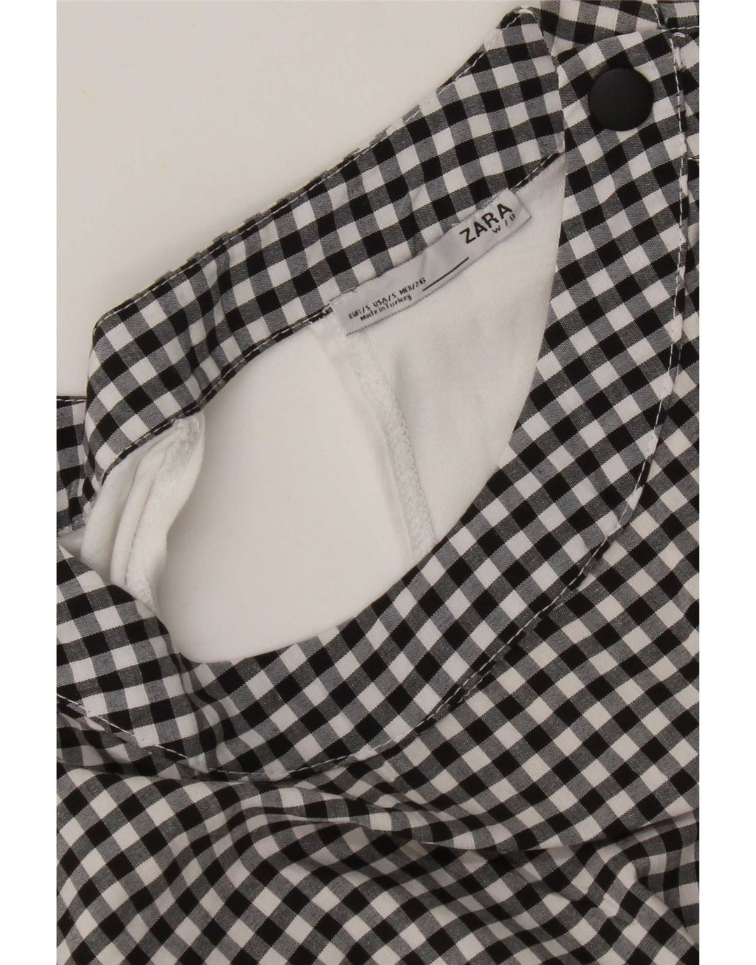 Zara Γυναικεία Μπλούζα Oversized Top UK 10 Small Black Gingham