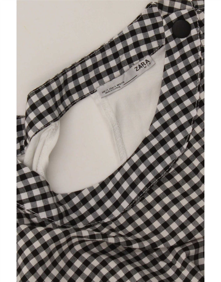 Zara Γυναικεία Μπλούζα Oversized Top UK 10 Small Black Gingham
