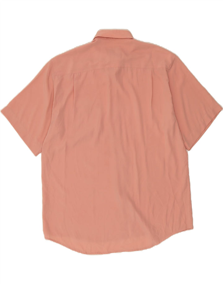VINTAGE Mens Short Sleeve Shirt Large Pink Polyester Vintage Vintage and Second-Hand Vintage from Messina Hembry 