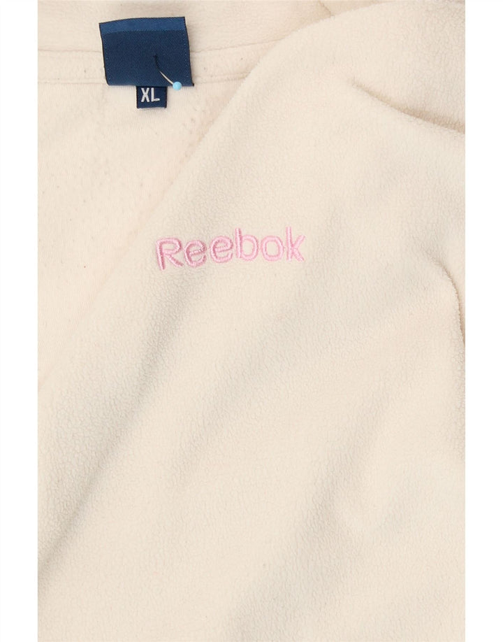 Reebok γυναικείο φερμουάρ Fleece Jumper UK 18 XL Λευκός Πολυεστέρας