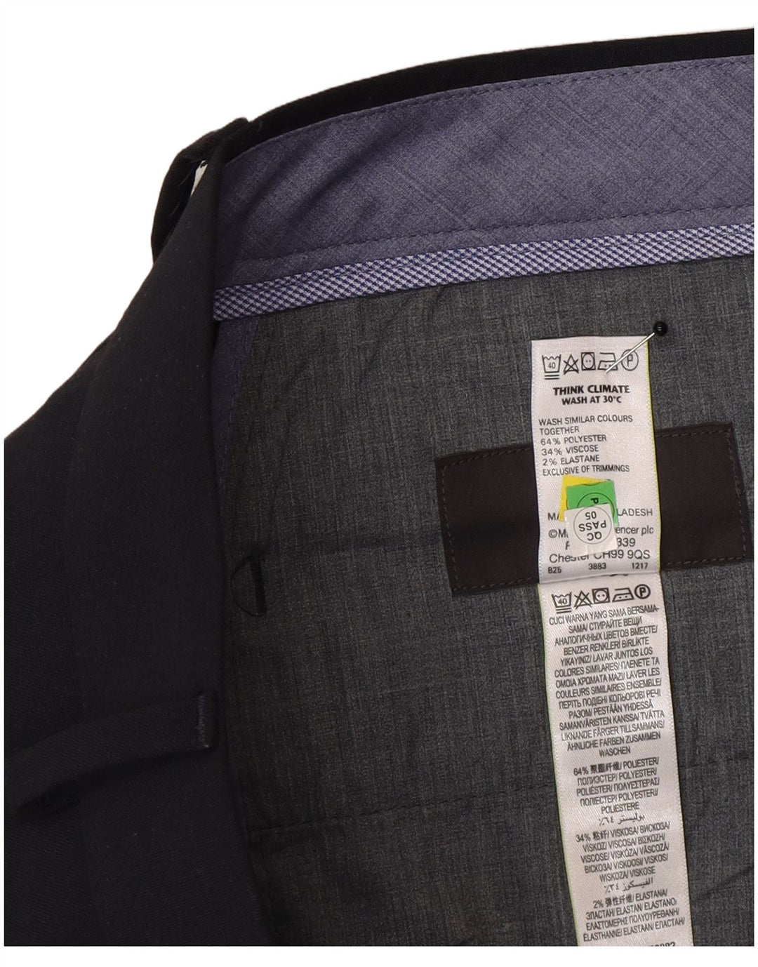 Ανδρικό παντελόνι με λεπτή φόρμα Marks & Spencer W36 L31 Navy Blue