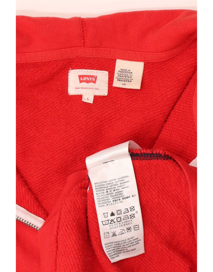 Ανδρικό πουλόβερ Levi's με φερμουάρ με κουκούλα σε μεγάλο κόκκινο χρώμα, βαμβακερό