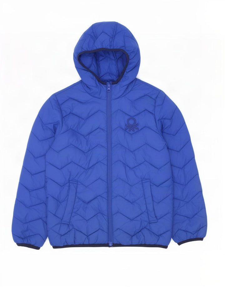 Μπουφάν Benetton Boys Hooded padded Jacket 7-8 Years Medium Blue Polyamide