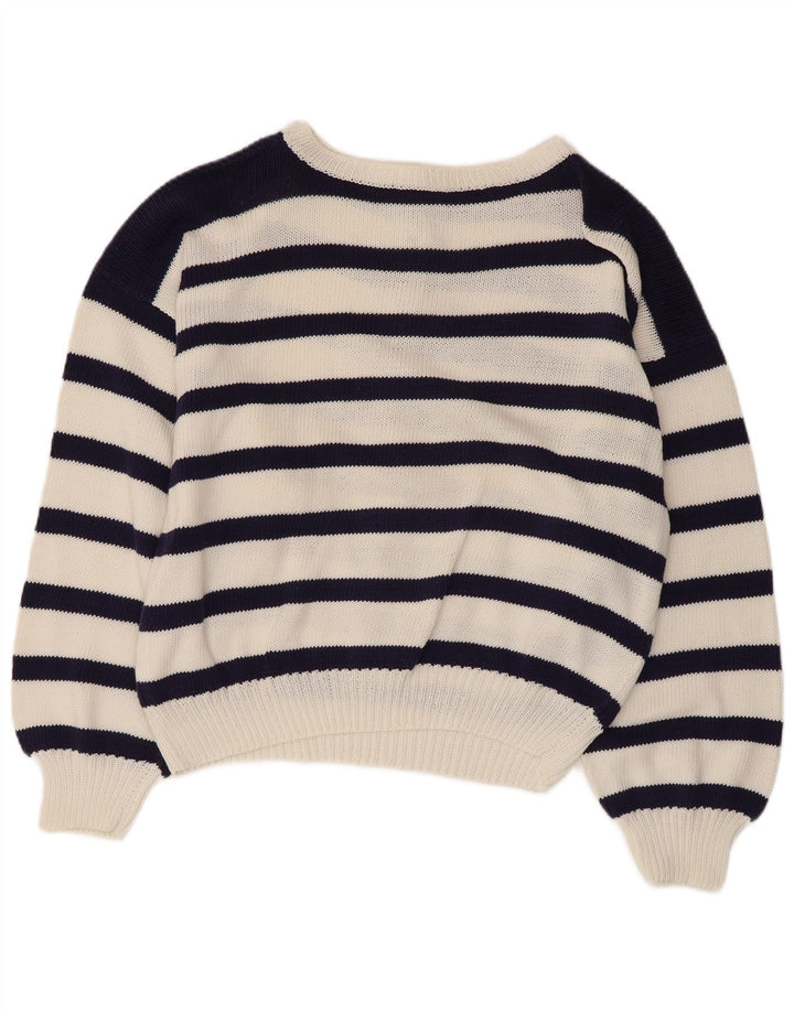 VINTAGE Γυναικείο πουλόβερ με λαιμόκαυστο UK 14 Large Navy Blue Nautical