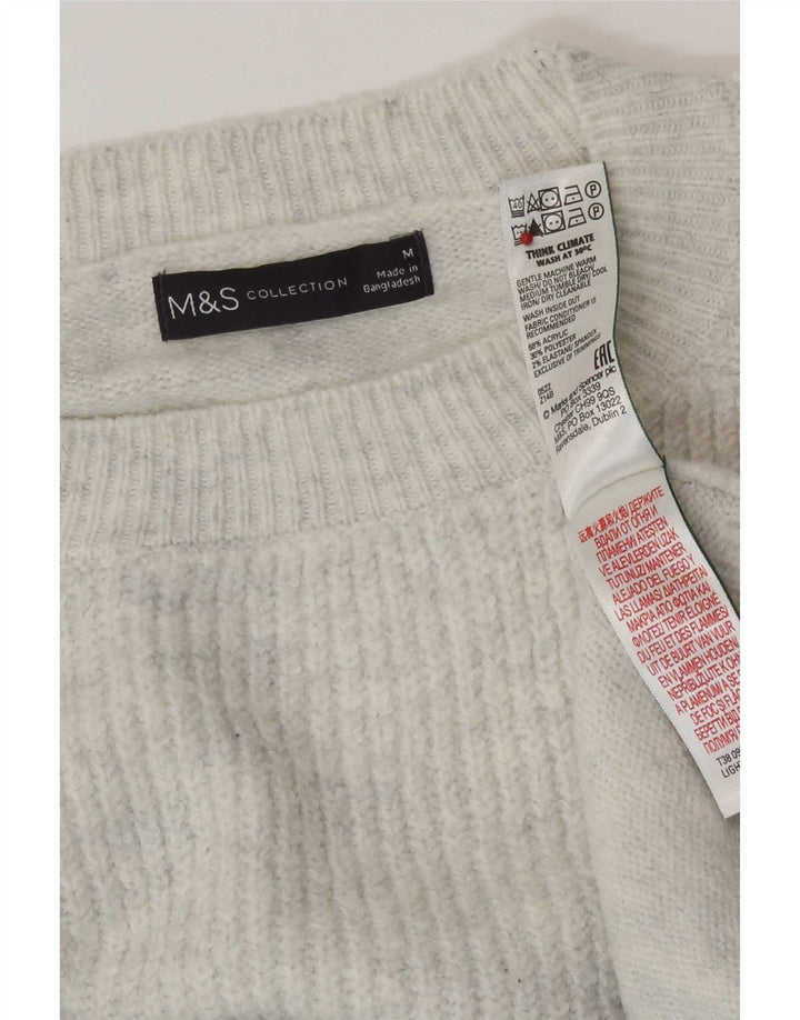 Marks & Spencer Γυναικείο πουλόβερ με λαιμόκοψη UK 14 μεσαίου γκρι ριγέ