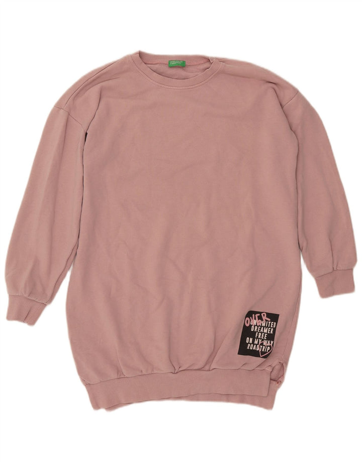 BENETTON Γυναικεία γραφική φούτερ Jumper UK 16 Large Pink