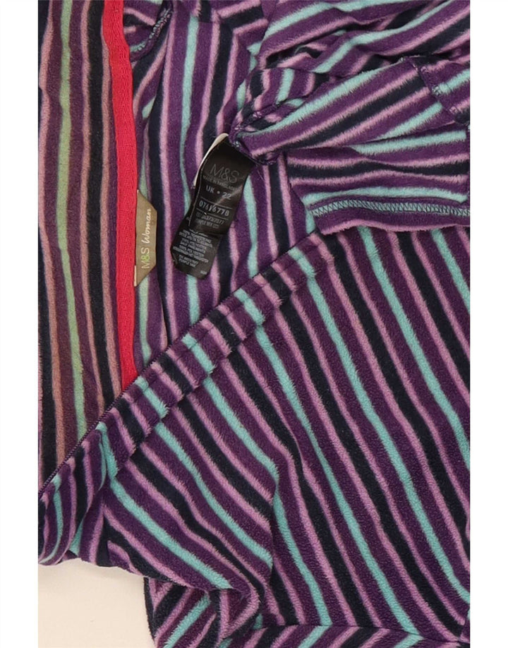 Marks & Spencer Γυναικείο Fleece Jacket UK 22 2XL Μωβ ριγέ πολυεστέρας