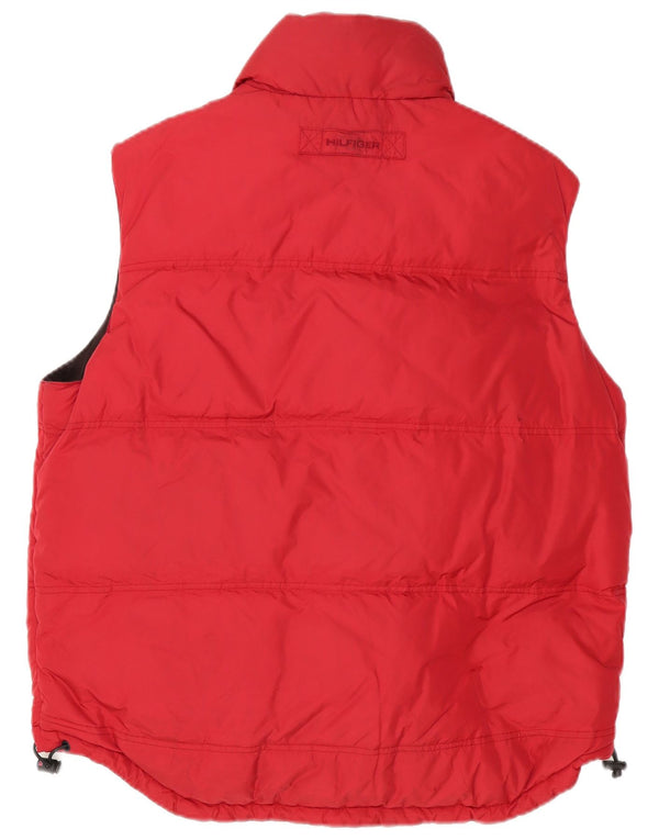 Tommy Hilfiger Mens Reversible Padded Gilet UK 38 Medium Red Polyester