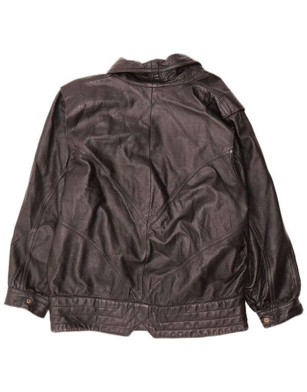 PELLETTERIA Γυναικείο Δερμάτινο Μπουφάν UK 20 2XL Μαύρο Δερμάτινο