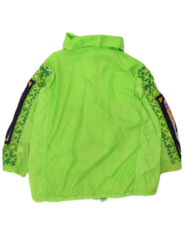Vintage Mens Anorak Rain Jacket UK 40 Large Green Geometric Polyester