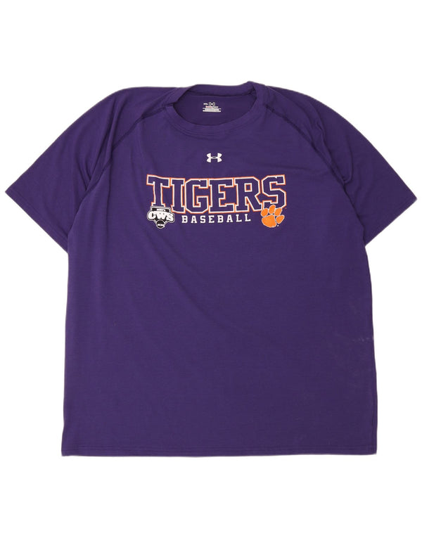 Under Armour Mens Tigers Graphic T-Shirt Top 2XL Purple Polyester