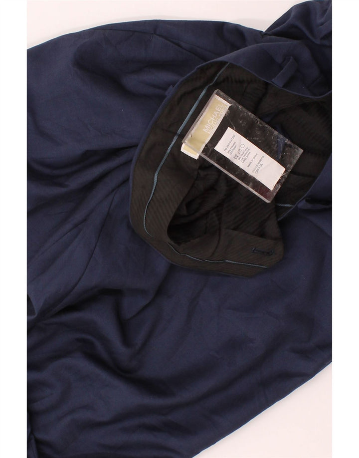 MICHAEL KORS Mens Straight Suit Trousers W38 L32 Navy Blue Polyester Vintage Michael Kors and Second-Hand Michael Kors from Messina Hembry 