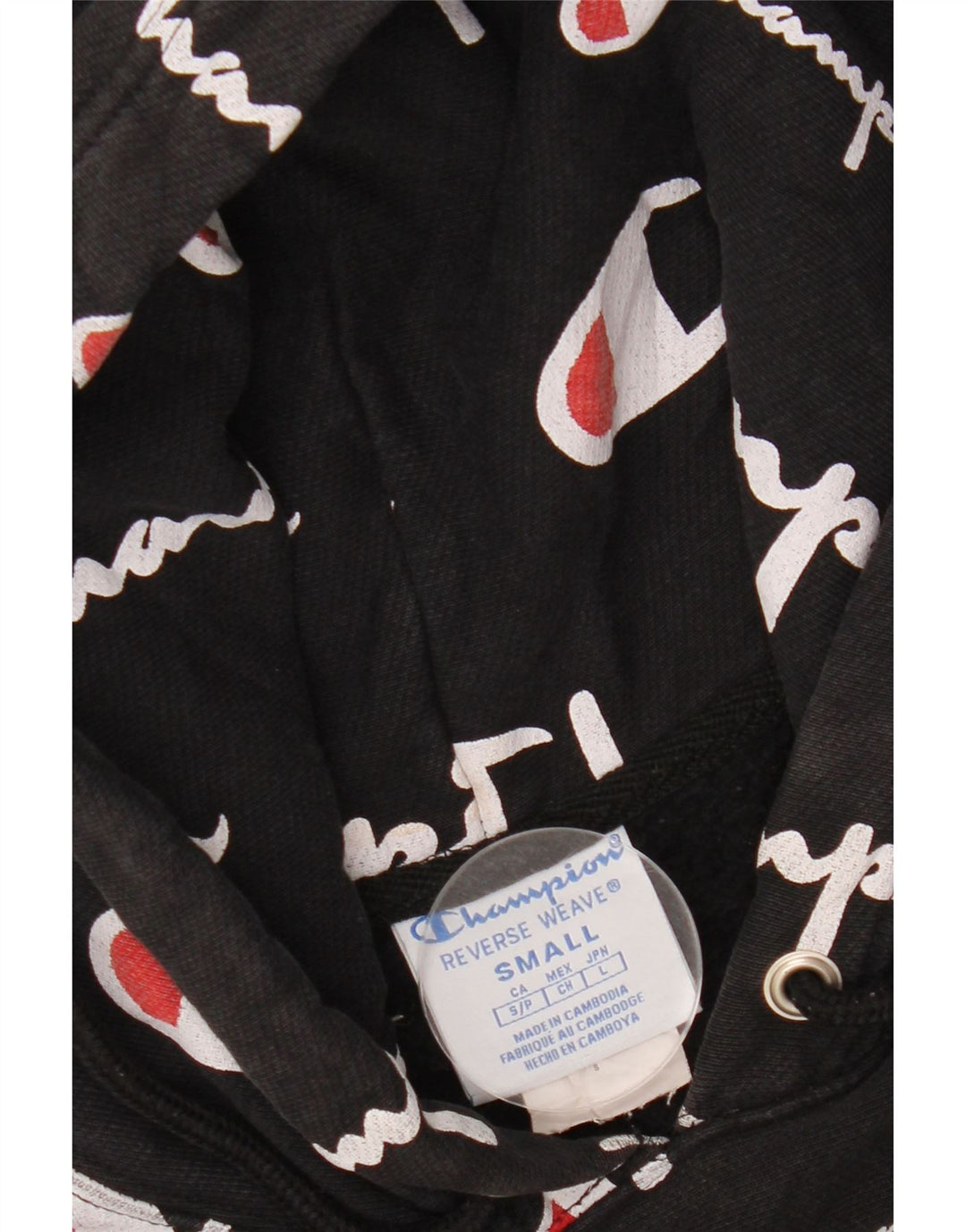 CHAMPION Ανδρική Ανδρική Ύφανση με γραφικό κουκούλα, μικρό μαύρο βαμβακερό