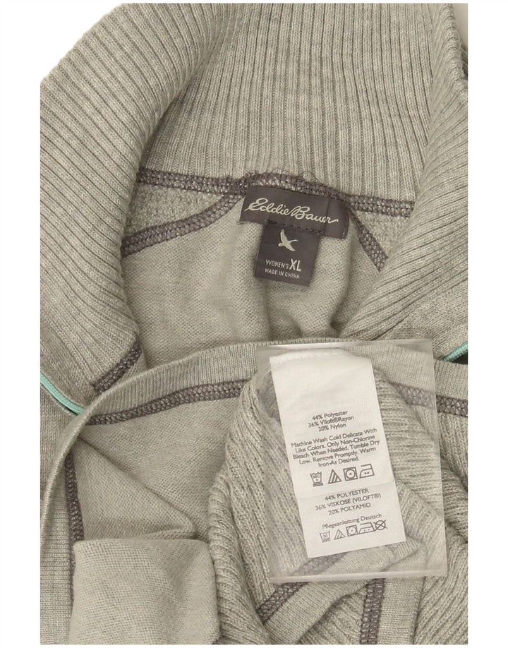 EDDIE BAUER Γυναικείο πουλόβερ με φερμουάρ UK 18 XL Γκρι πολυεστέρας