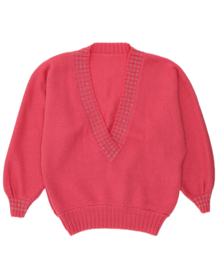 Γυναικείο πουλόβερ με λαιμόκοψη Vintage UK 14 Medium Pink