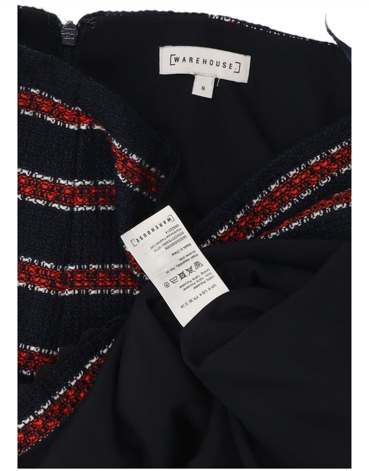 WAREHOUSE Γυναικεία μίνι φούστα UK 8 Small W26 Navy Blue ριγέ πολυεστέρας