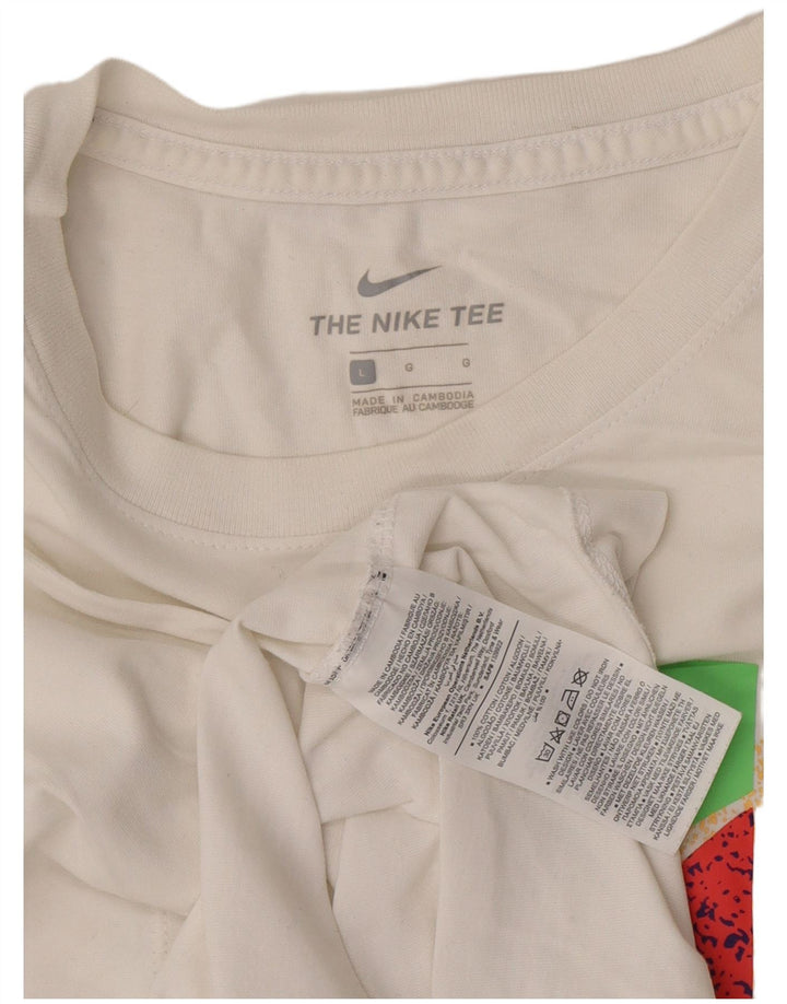 Ανδρικό γραφικό μπλουζάκι Nike, μεγάλο λευκό βαμβακερό
