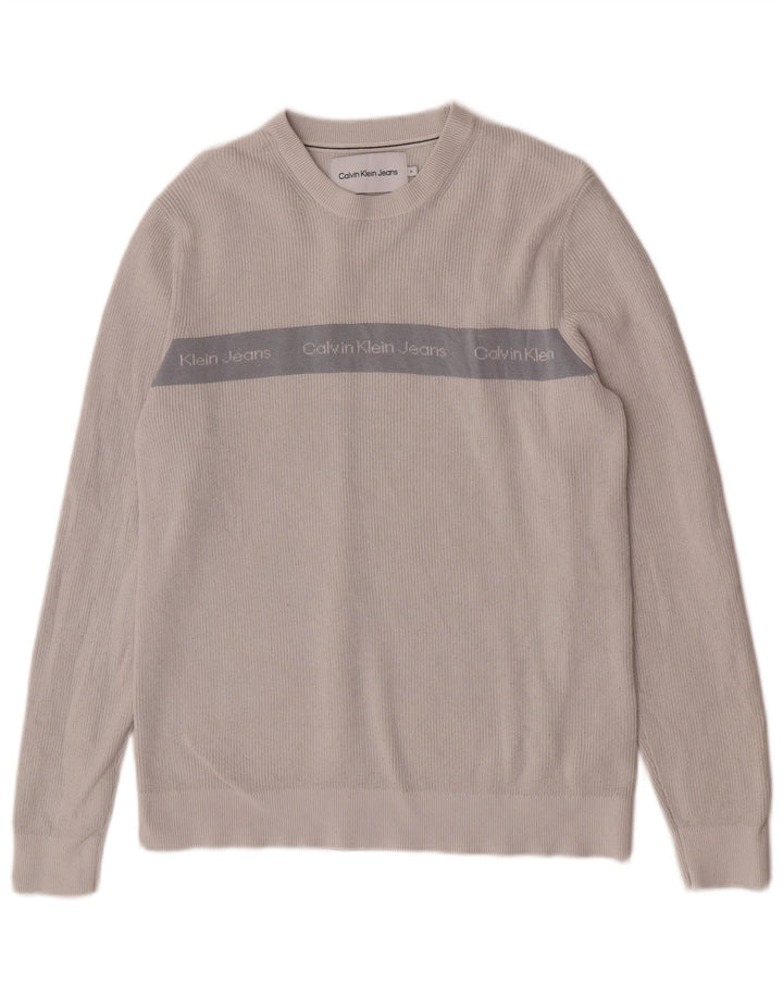 Calvin Klein Jeans Ανδρικό πουλόβερ με λαιμόκοψη με μεσαίο γκρι χρώμα
