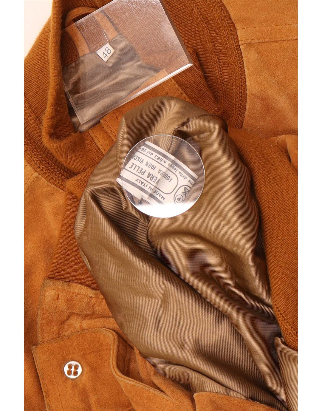Vintage Ανδρικό Suede Bomber Jacket IT 48 Medium Beige Leather