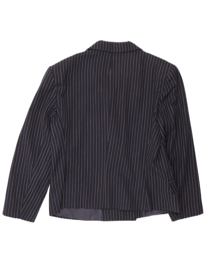 Vintage γυναικείο διπλό μπουφάν Blazer IT 48 XL Navy Blue Pinstripe