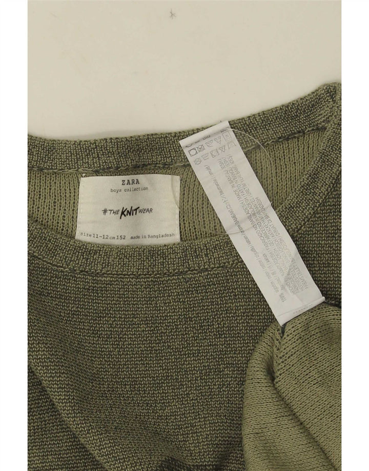 Zara Boys Graphic Top Μακρυμάνικο 11-12 ετών Χακί Βαμβάκι
