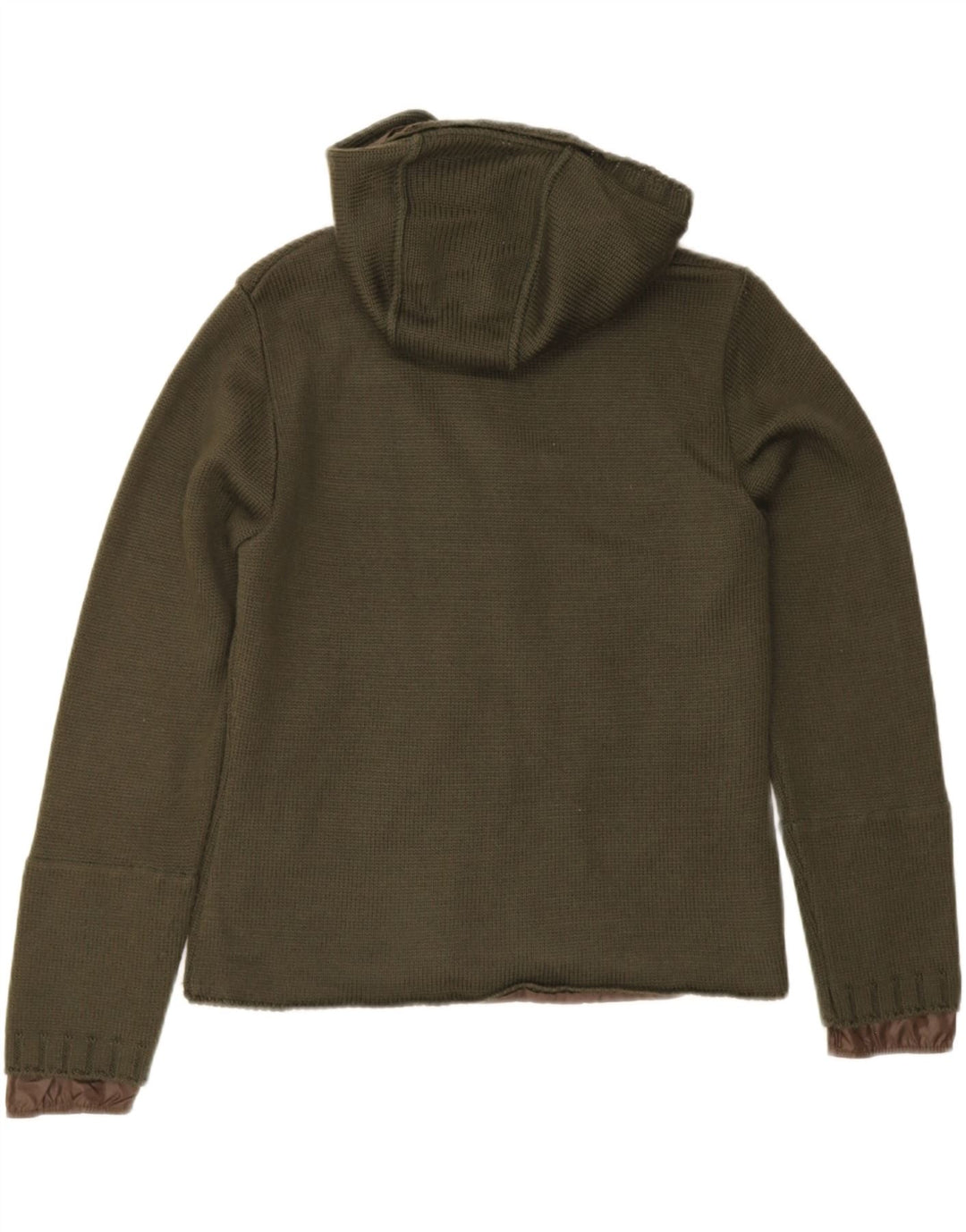 Γυναικείο πλεκτό μπουφάν με κουκούλα Pinko UK 10 Small Khaki Wool
