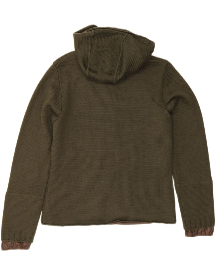Γυναικείο πλεκτό μπουφάν με κουκούλα Pinko UK 10 Small Khaki Wool