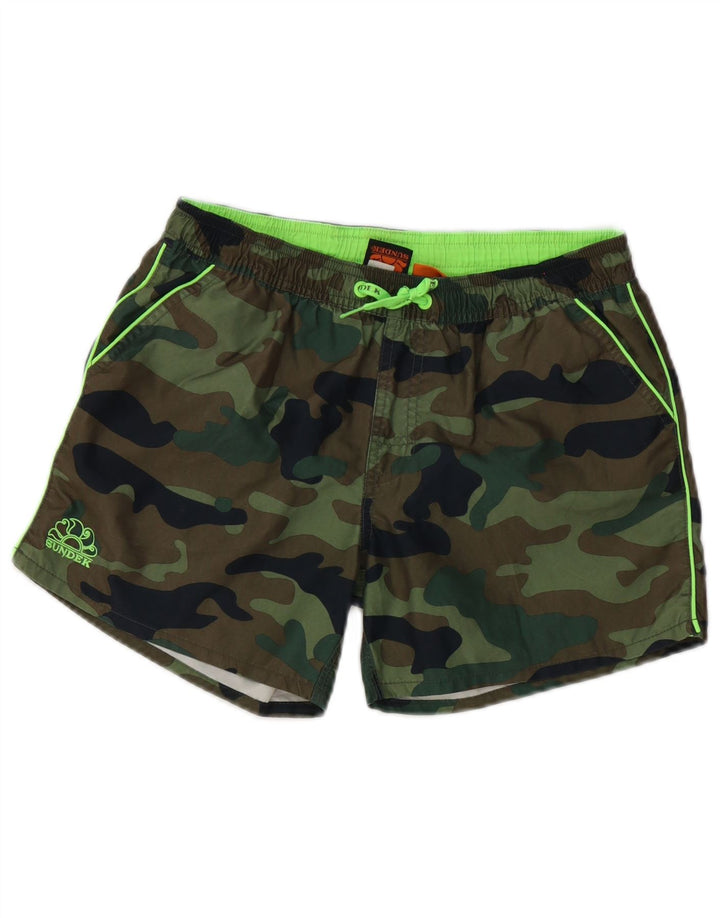 Sundek Boys Swimming Short 13-14 Years Khaki Camouflage Polyester