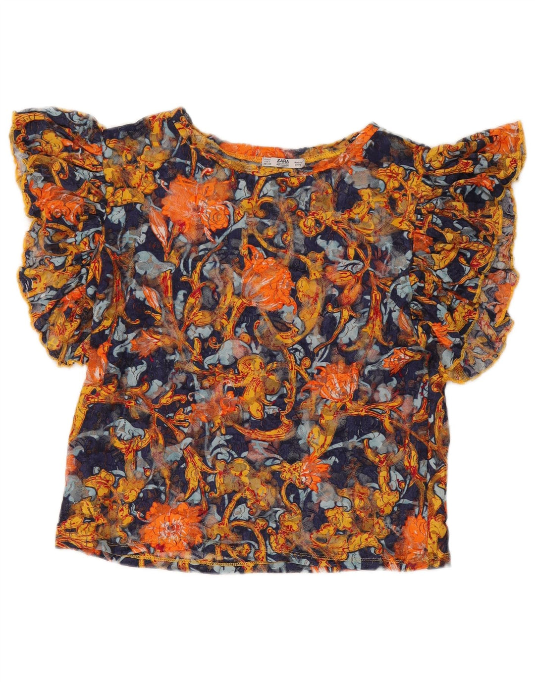 Zara Γυναικεία See Through Μπλούζα Top 10 Small πολύχρωμα Floral