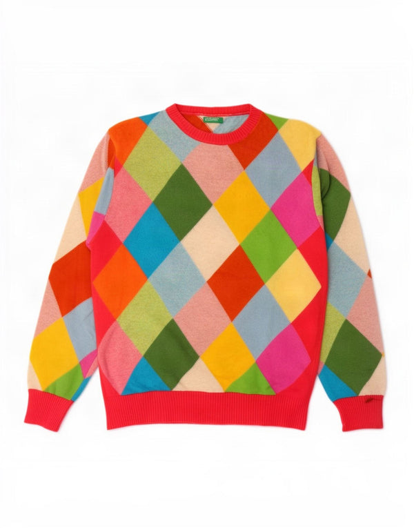 Γυναικείο πουλόβερ Benetton Crew Neck Jumper UK 16 Large πολύχρωμο