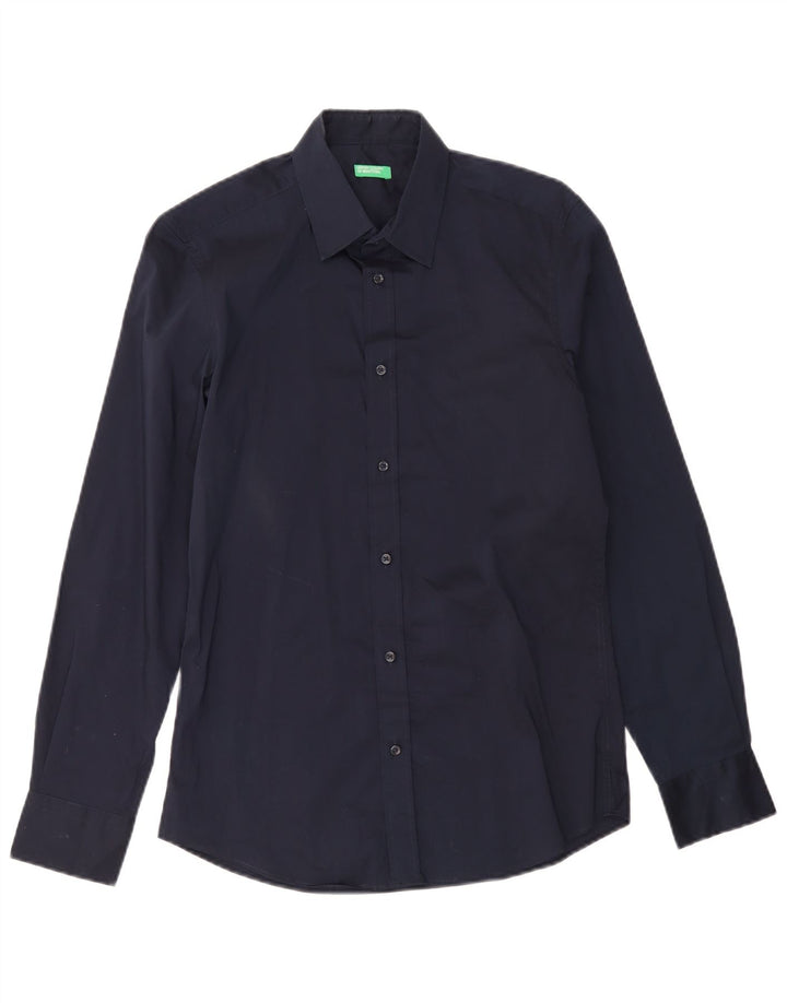 Ανδρικό Πουκάμισο Benetton Μικρό Βαμβακερό Navy Blue
