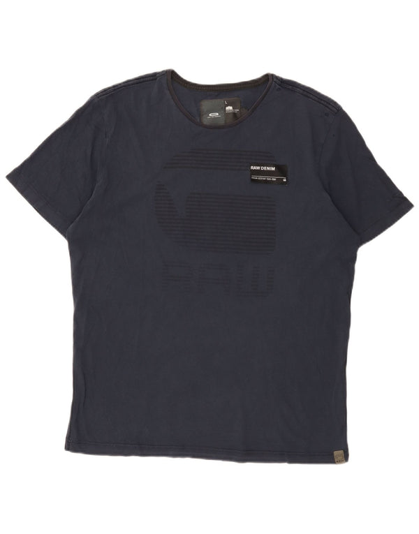 Ανδρικό γραφικό T-Shirt G-Star Top Large Navy Blue από βαμβάκι